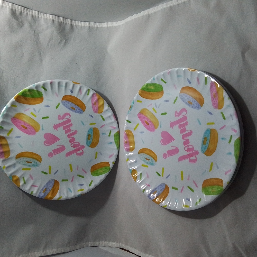 Set of 7 I Love Donuts Melamine Plates